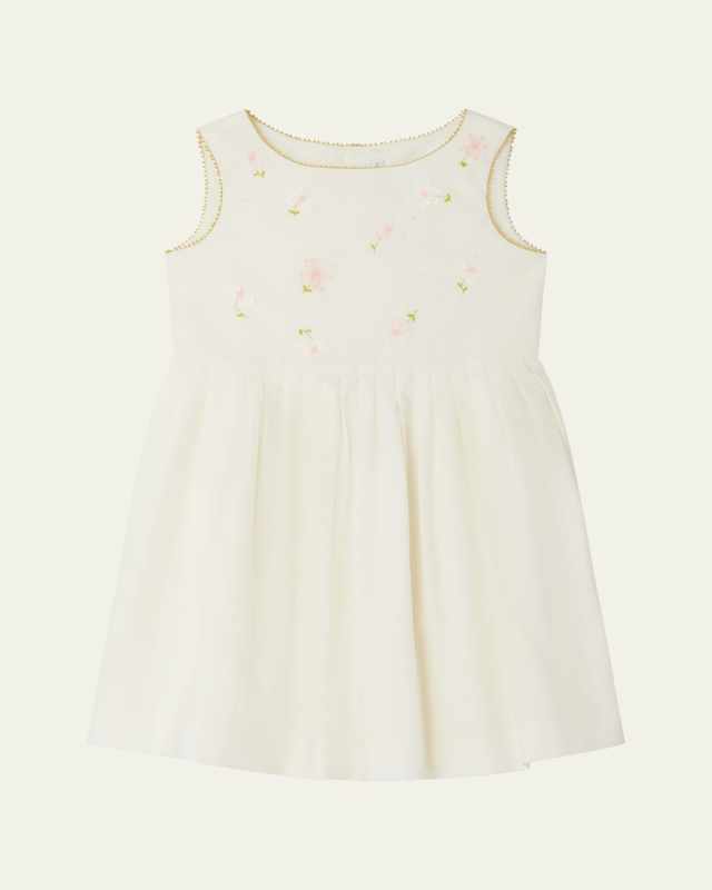 Girl's Alina Floral Embroidered Dress, Size 4-14